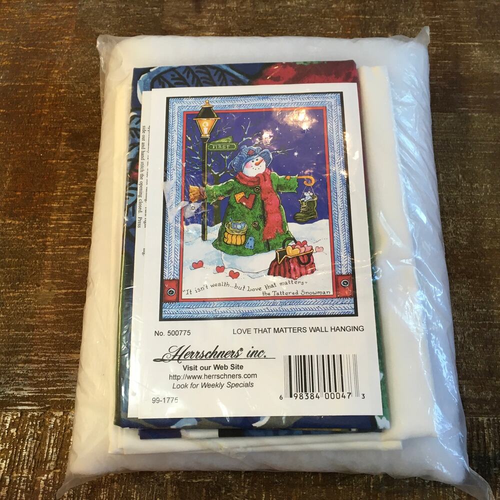Vintage Herrschners Christmas Snowman Love That Matters Wall Hanging Craft Kit